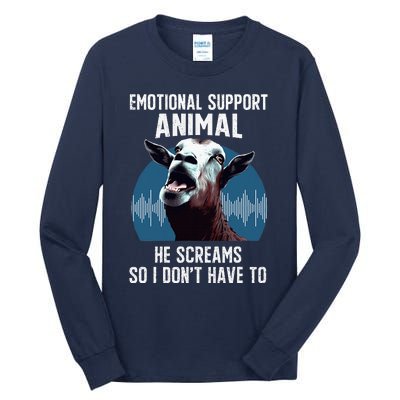 Screaming Goat Emotional Support Animal Goat Owner Raiser Tall Long Sleeve T-Shirt