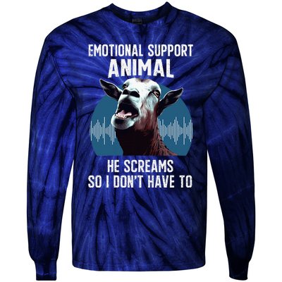 Screaming Goat Emotional Support Animal Goat Owner Raiser Tie-Dye Long Sleeve Shirt