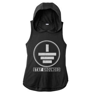 Stay Grounded Electrician Funny Ladies PosiCharge Tri-Blend Wicking Draft Hoodie Tank