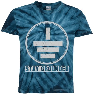 Stay Grounded Electrician Funny Kids Tie-Dye T-Shirt