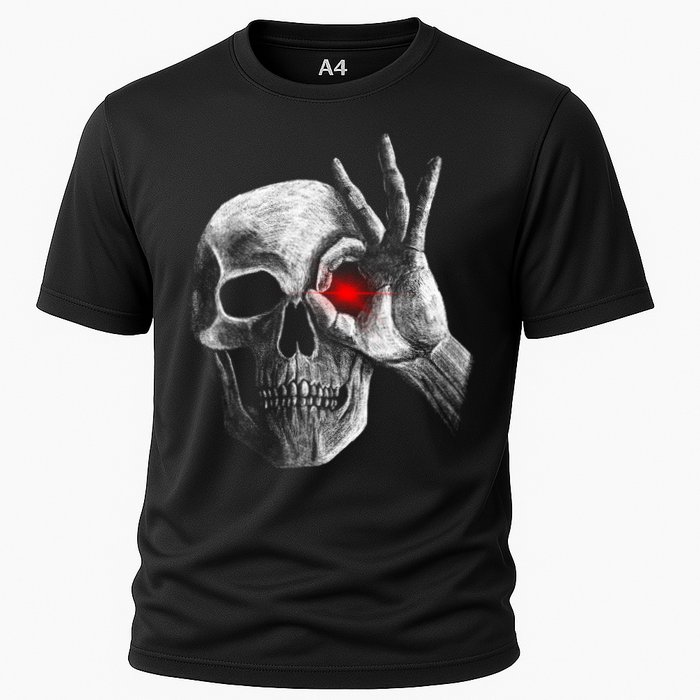 Skeleton Glowing Eye Cooling Performance Crew T-Shirt