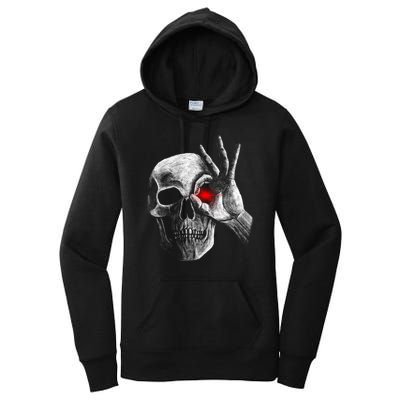 Skeleton Glowing Eye Women's Pullover Hoodie