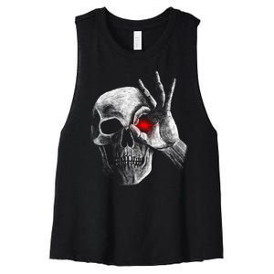 Skeleton Glowing Eye Women's Racerback Cropped Tank