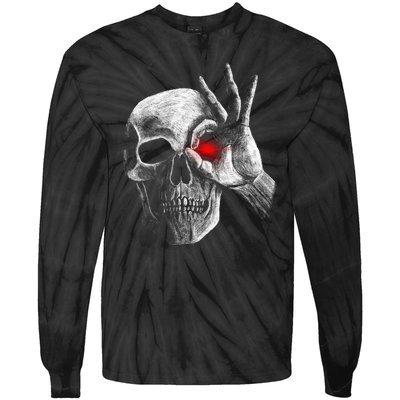 Skeleton Glowing Eye Tie-Dye Long Sleeve Shirt