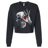 Skeleton Glowing Eye Cropped Pullover Crew