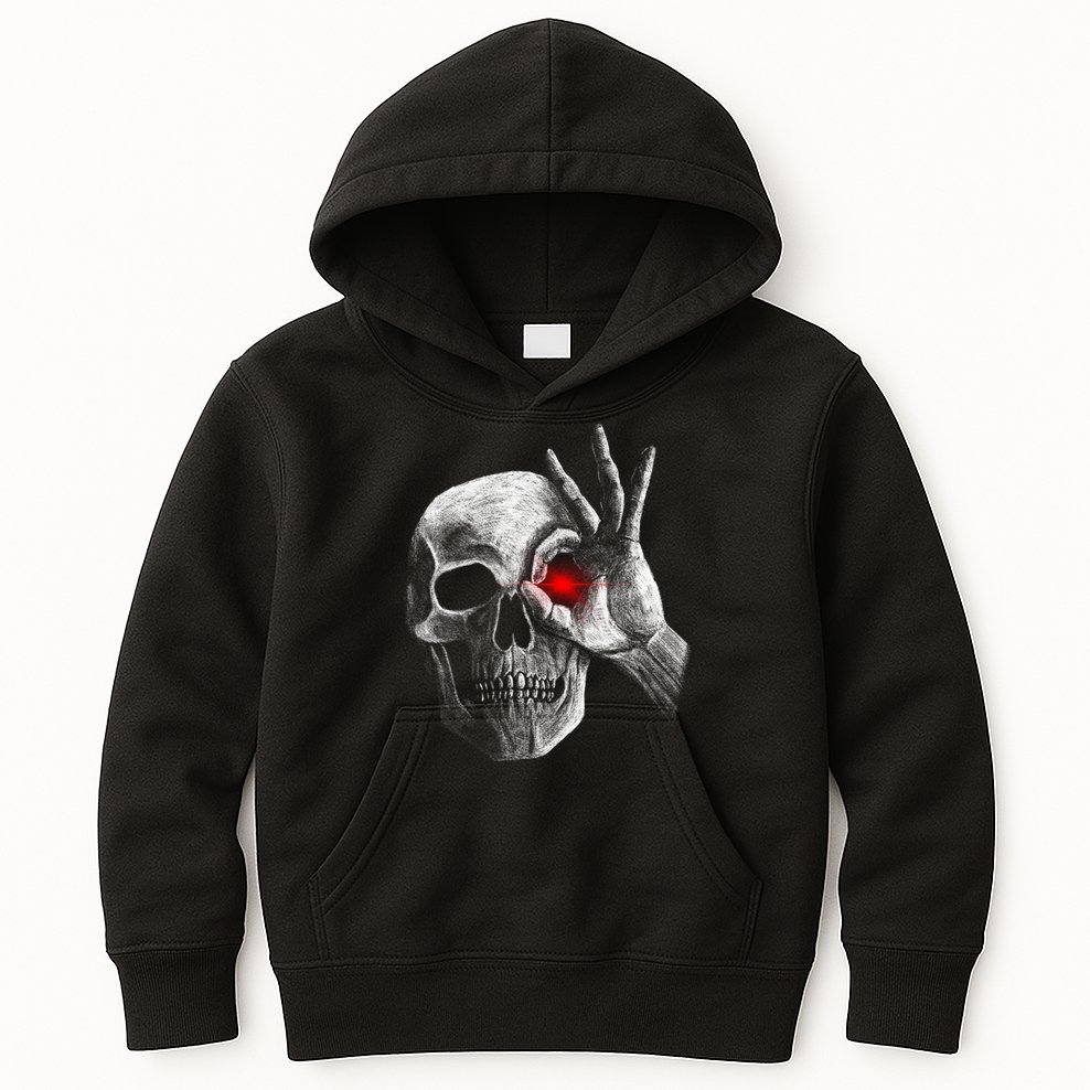 Skeleton Glowing Eye Kids Hoodie