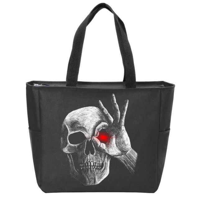 Skeleton Glowing Eye Zip Tote Bag