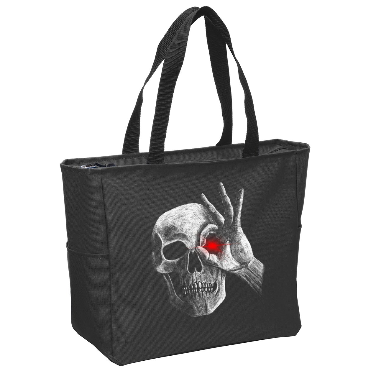 Skeleton Glowing Eye Zip Tote Bag