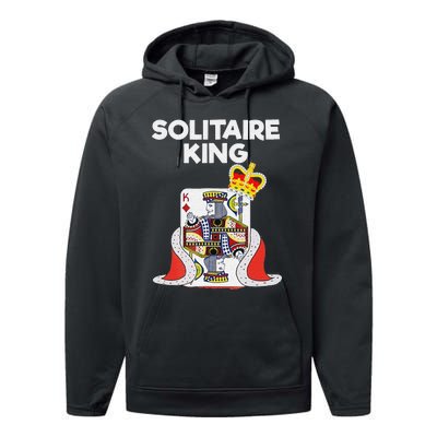 Solitaire Gifts Funny King Card Game Spider Solitaire Performance Fleece Hoodie