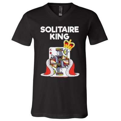 Solitaire Gifts Funny King Card Game Spider Solitaire V-Neck T-Shirt