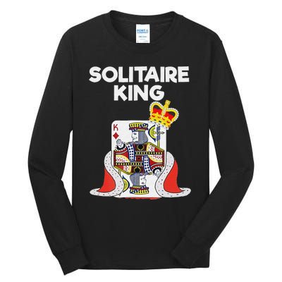 Solitaire Gifts Funny King Card Game Spider Solitaire Tall Long Sleeve T-Shirt