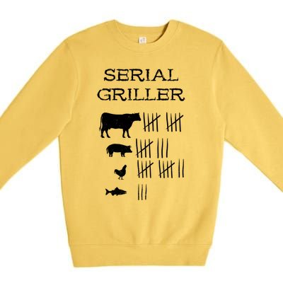 Serial Griller Fathers Day Funny Grilling Grill Bbq Master Gift Premium Crewneck Sweatshirt