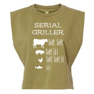 Serial Griller Fathers Day Funny Grilling Grill Bbq Master Gift Garment-Dyed Women's Muscle Tee