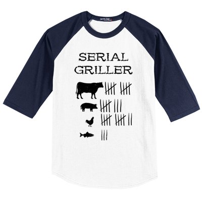 Serial Griller Fathers Day Funny Grilling Grill Bbq Master Gift Baseball Sleeve Shirt