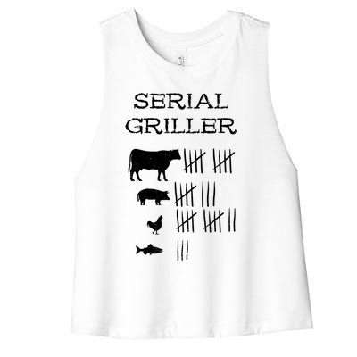 Serial Griller Fathers Day Funny Grilling Grill Bbq Master Gift Women's Racerback Cropped Tank