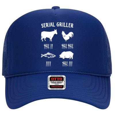 Serial Griller Fathers Day Funny Grilling Grill Bbq Master Cool Gift High Crown Mesh Back Trucker Hat