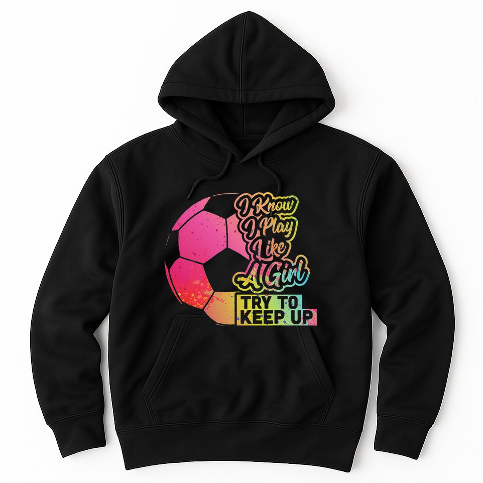 Soccer Girl Funny Gift Mom Daughter Play Like A Girl Soccer Hoodie