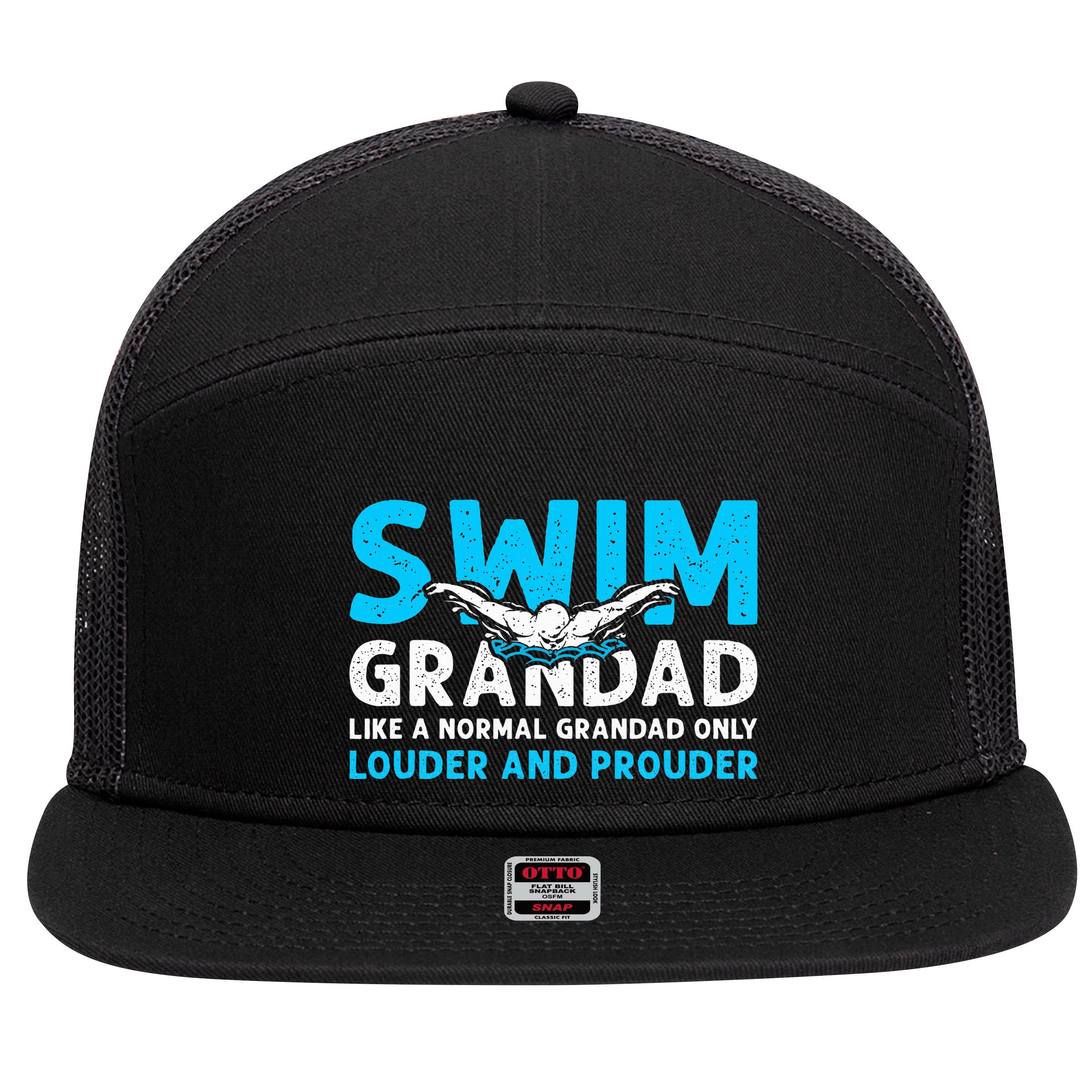 Swim Grandad Funny Swimming Grandad Of A Swimmer Grandad 7 Panel Mesh Trucker Snapback Hat