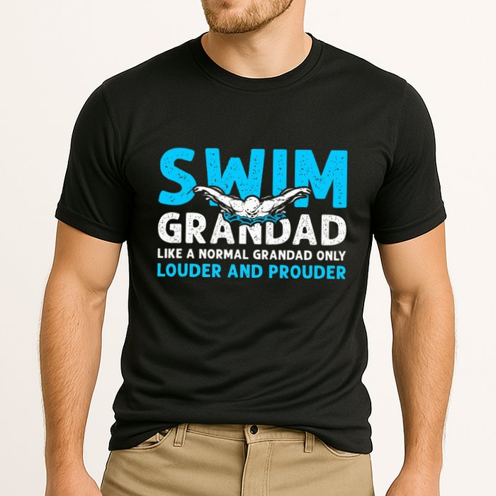 Swim Grandad Funny Swimming Grandad Of A Swimmer Grandad Cooling Performance Crew T-Shirt