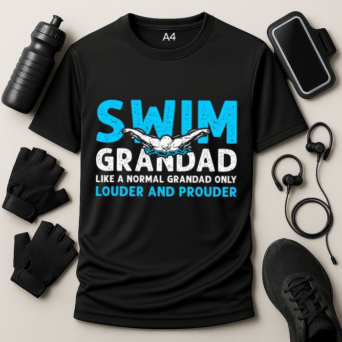 Swim Grandad Funny Swimming Grandad Of A Swimmer Grandad Cooling Performance Crew T-Shirt
