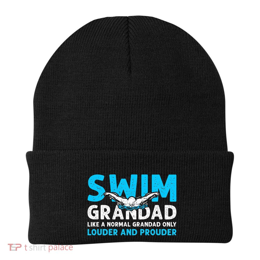 Swim Grandad Funny Swimming Grandad Of A Swimmer Grandad Beanie