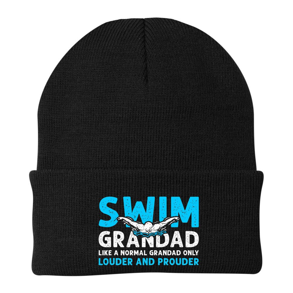Swim Grandad Funny Swimming Grandad Of A Swimmer Grandad Beanie