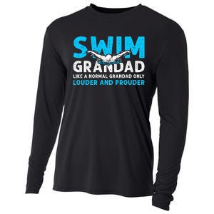 Swim Grandad Funny Swimming Grandad Of A Swimmer Grandad Cooling Performance Long Sleeve Crew