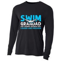 Swim Grandad Funny Swimming Grandad Of A Swimmer Grandad Cooling Performance Long Sleeve Crew