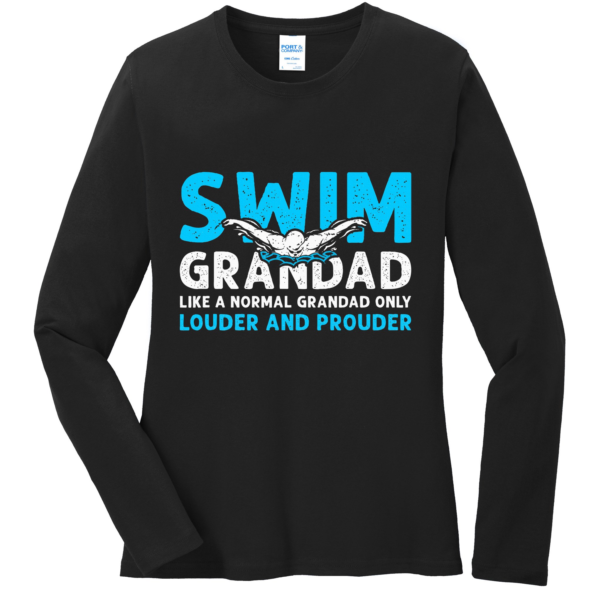 Swim Grandad Funny Swimming Grandad Of A Swimmer Grandad Ladies Long Sleeve Shirt