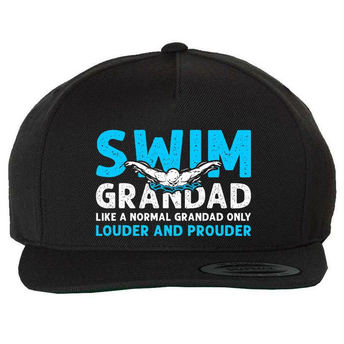 Swim Grandad Funny Swimming Grandad Of A Swimmer Grandad Wool Snapback Cap