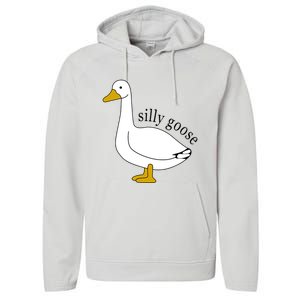 Silly Goose Funny Goose Meme Cute Goose Trendy Clothing Performance Fleece Hoodie