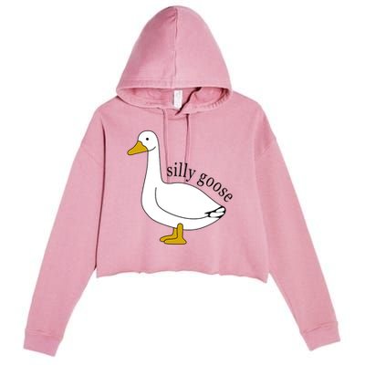 Silly Goose Funny Goose Meme Cute Goose Trendy Clothing Crop Fleece Hoodie