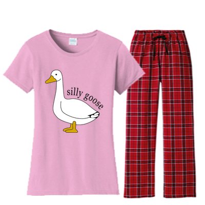 Silly Goose Funny Goose Meme Cute Goose Trendy Clothing Women's Flannel Pajama Set