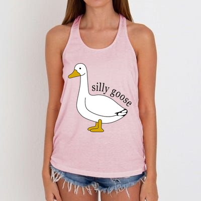 Silly Goose Funny Goose Meme Cute Goose Trendy Clothing Women's Knotted Racerback Tank