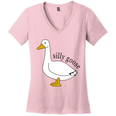 Silly Goose Funny Goose Meme Cute Goose Trendy Clothing Women's V-Neck T-Shirt