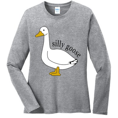 Silly Goose Funny Goose Meme Cute Goose Trendy Clothing Ladies Long Sleeve Shirt