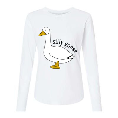 Silly Goose Funny Goose Meme Cute Goose Trendy Clothing Womens Cotton Relaxed Long Sleeve T-Shirt