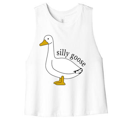 Silly Goose Funny Goose Meme Cute Goose Trendy Clothing Women's Racerback Cropped Tank