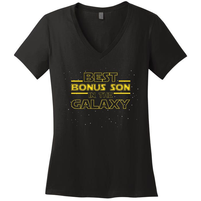 Stepson Gift For Bonus Son Best Bonus Son In Galaxy Women's V-Neck T-Shirt