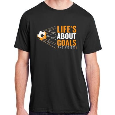 Soccer Gift For Boys 'Life's About Goals' Boys Soccer Gift Adult ChromaSoft Performance T-Shirt