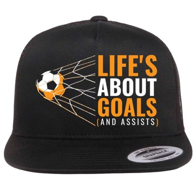 Soccer Gift For Boys 'Life's About Goals' Boys Soccer Gift Flatbill Hat
