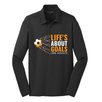 Soccer Gift For Boys 'Life's About Goals' Boys Soccer Gift Silk Touch Performance Long Sleeve Polo