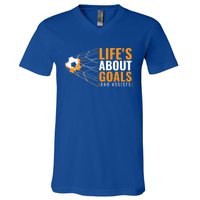 Soccer Gift For Boys 'Life's About Goals' Boys Soccer Gift V-Neck T-Shirt