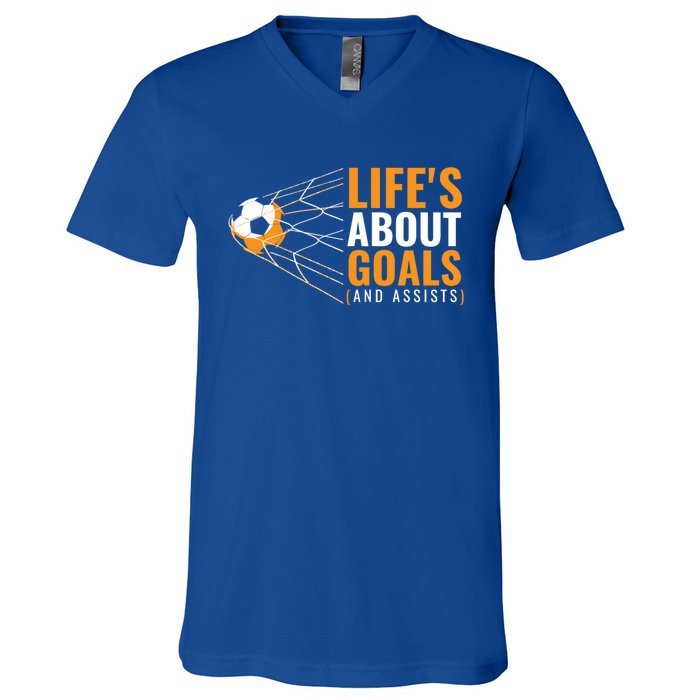 Soccer Gift For Boys 'Life's About Goals' Boys Soccer Gift V-Neck T-Shirt