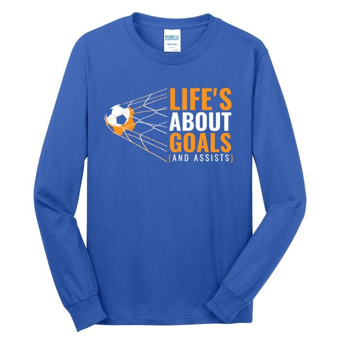 Soccer Gift For Boys 'Life's About Goals' Boys Soccer Gift Tall Long Sleeve T-Shirt