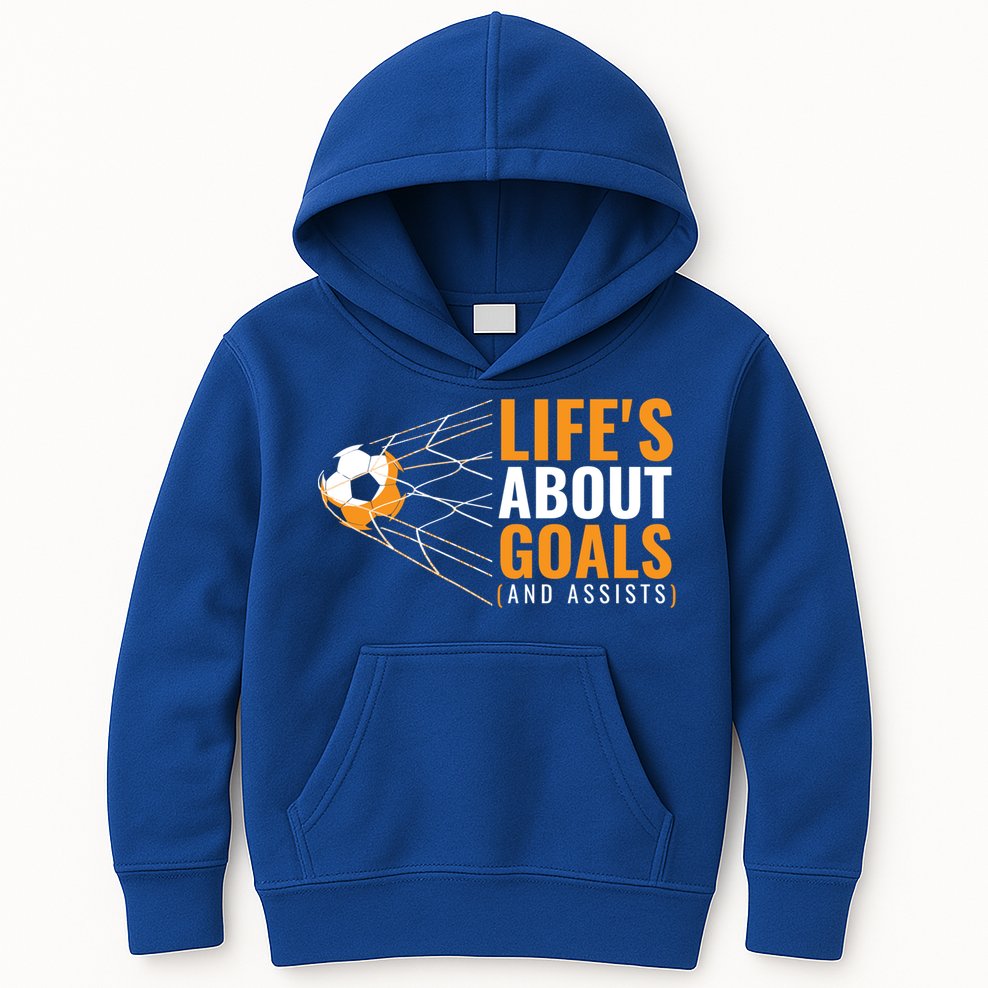 Soccer Gift For Boys 'Life's About Goals' Boys Soccer Gift Kids Hoodie
