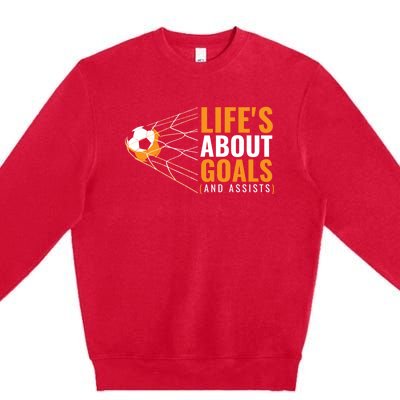 Soccer Gift For Boys 'Life's About Goals' Boys Soccer Gift Premium Crewneck Sweatshirt