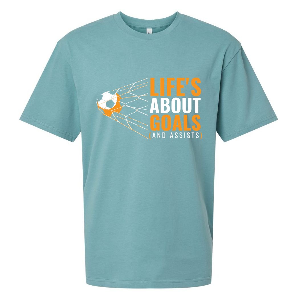 Soccer Gift For Boys 'Life's About Goals' Boys Soccer Gift Sueded Cloud Jersey T-Shirt