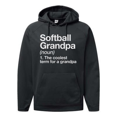 Softball Grandpa Funny Softball Grandpa Softball Lover Performance Fleece Hoodie