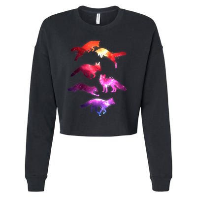 Space Galaxy Foxes Cropped Pullover Crew